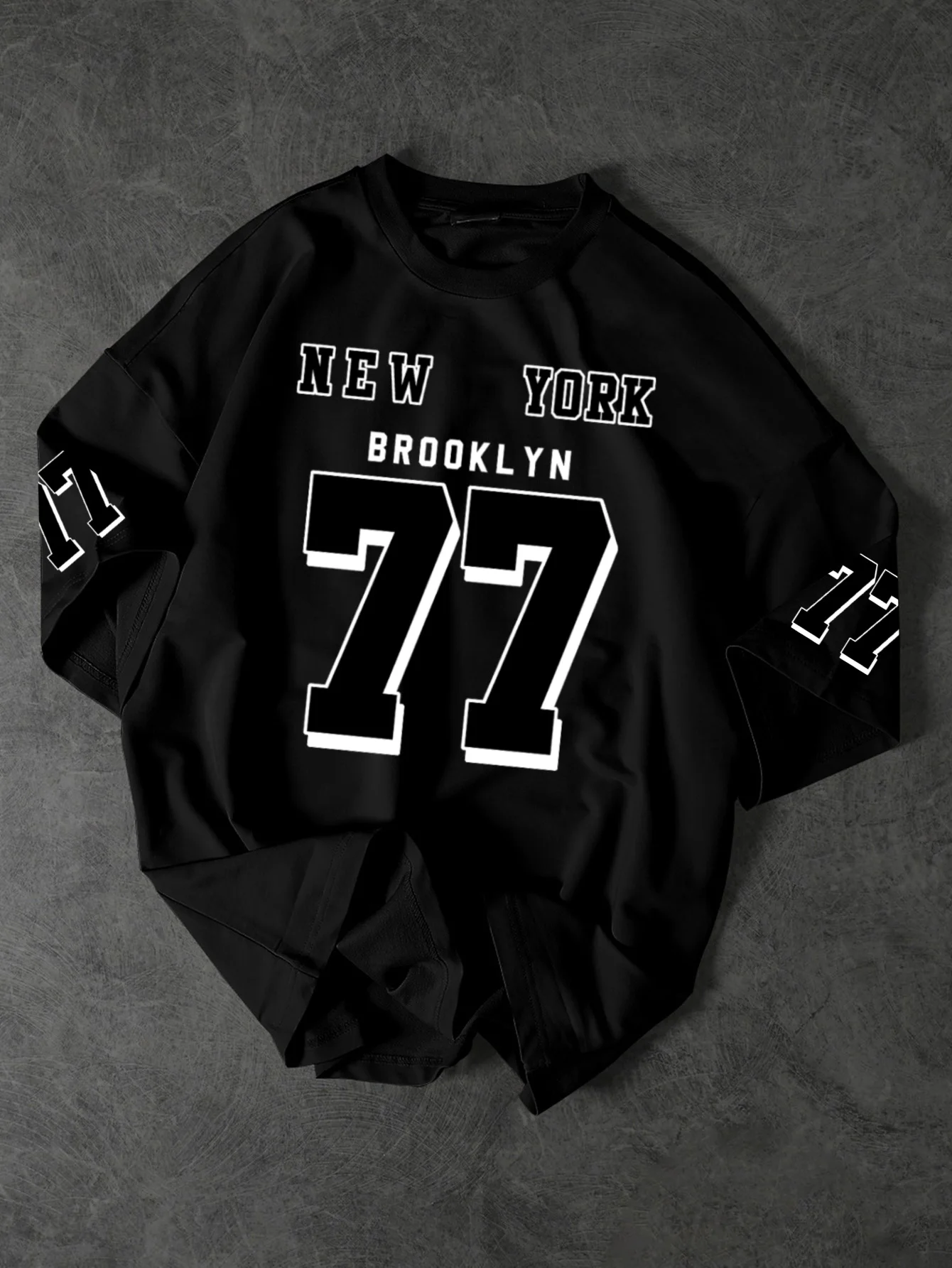 Men's Streetwear T-Shirt New York Brooklyn 77 Graphic Print Crew Neck Short Sleeve Polyester Tops With Sleeve Detail S-XXL