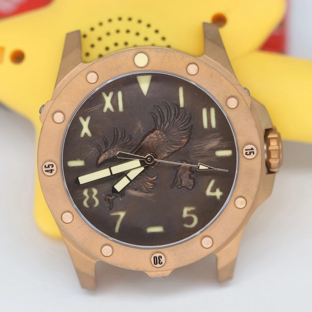 Sapphire glass   meteorite/Embossed  dial Automatic mechanical waterproof dive   bronze /titanium Military watch for men fashion