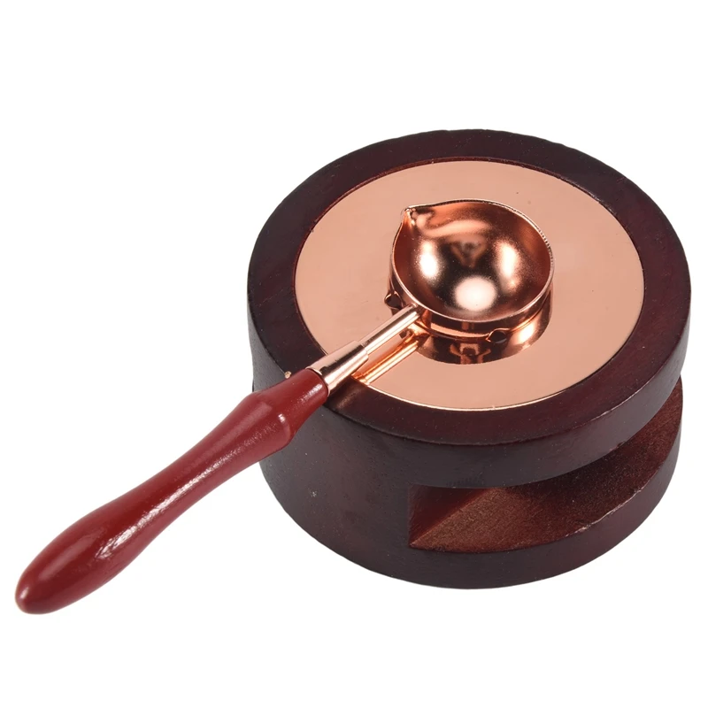 Wax Seal Warmer, Sealing Wax Furnace Tool With Solid Wood Melting Spoon For Melting Wax Seal Sticks Or Sealing Wax Beads