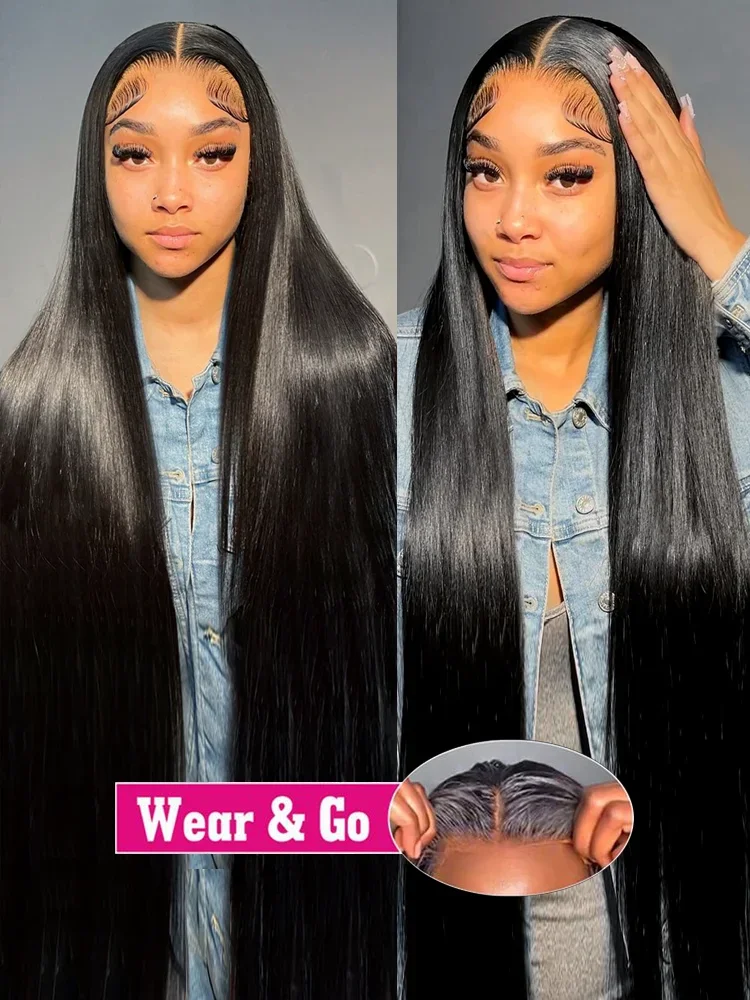 6x4 HD Lace Wear and Go Glueless Wig Human Hair Pre-Plucked No Glue Lace Front Closure Wig 5x5 Straight HD Lace Frontal Wigs