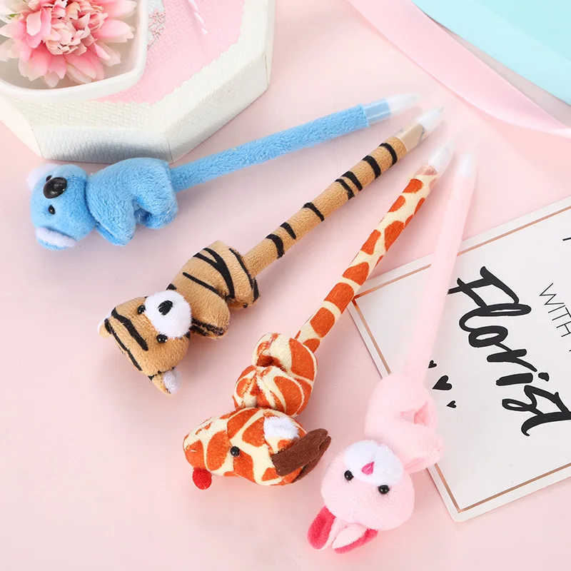 

16PCS The manufacturer directly supplies multi style plush cloth stereoscopic animal ball pen creative writing tool craft pen