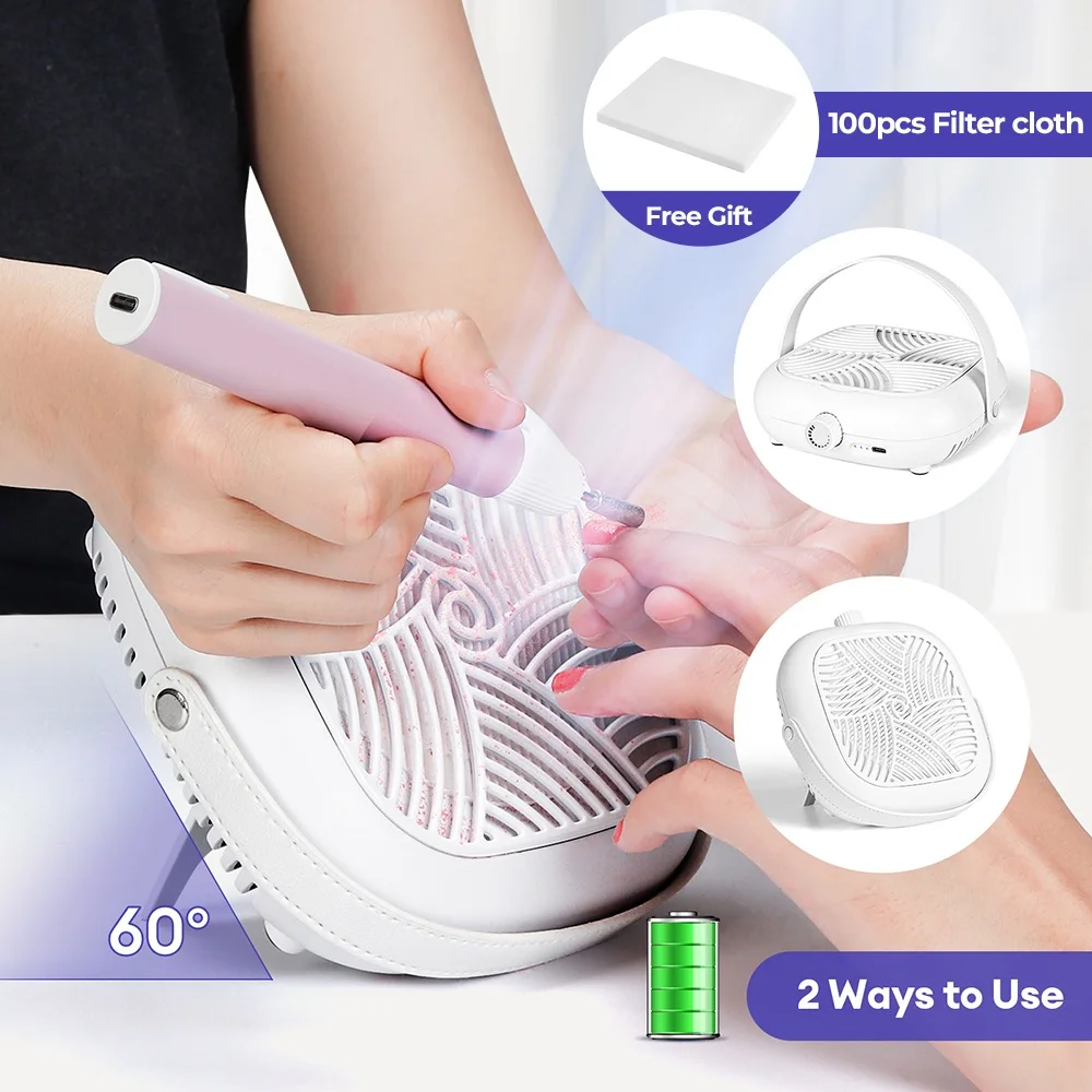 

5300PRM Мини-пылесборник для ногтей Турбина Бесщеточный Мощный пылесос для ногтей Вентилятор с 100 шт. Фильтр для ногтей Бумажный маникюрный салон