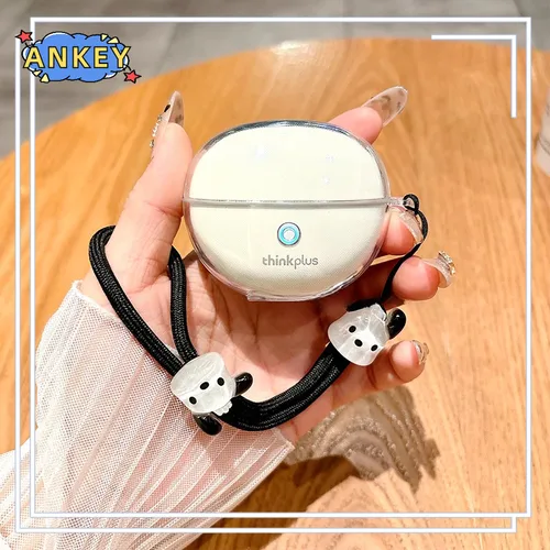 Imagen 1 del producto Funda de silicona transparente para auriculares Lenovo LP25, auriculares para perros, funda protectora suave impermeable para auriculares, piel con gancho