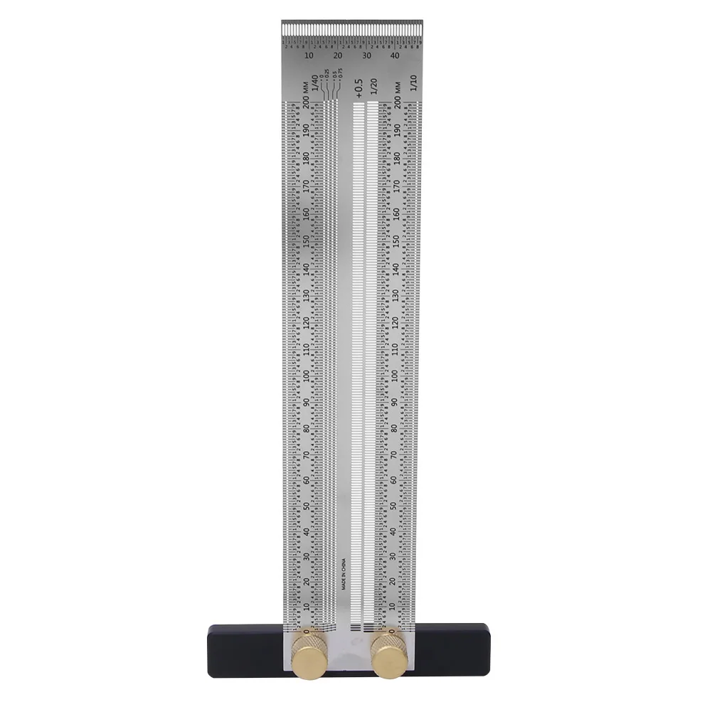 Stainless Steel T Type Hole Ruler Scribing Gauge Woodworking Marking Tool with Automatic Pencil Scriber Ruler Scribing Gauge