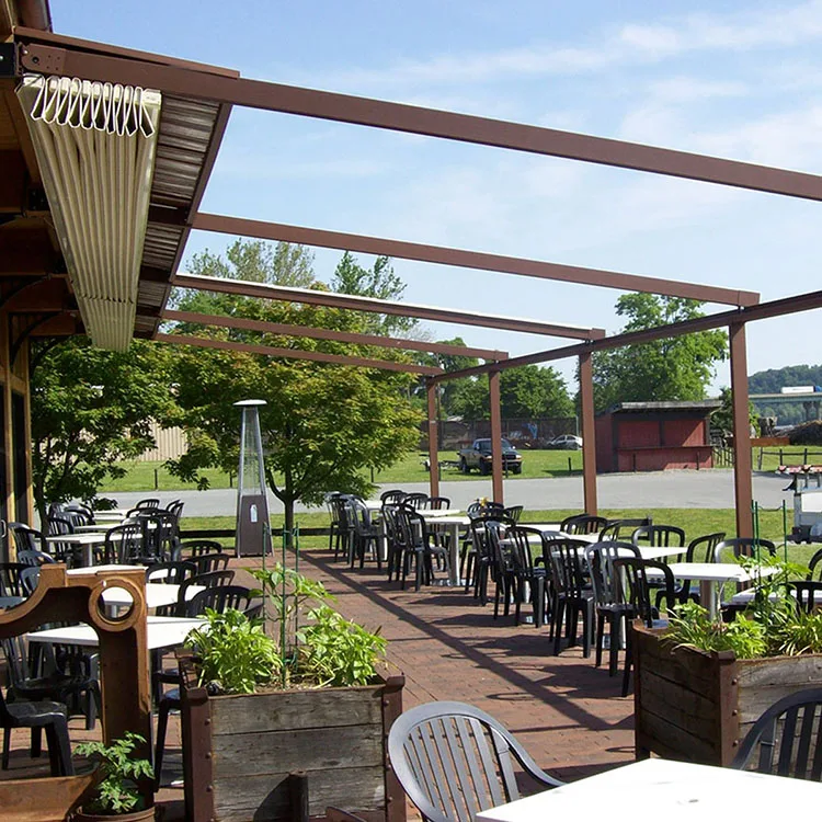 Café restaurante comercial à prova d'água guarda-sol tecido toldo retrátil automático