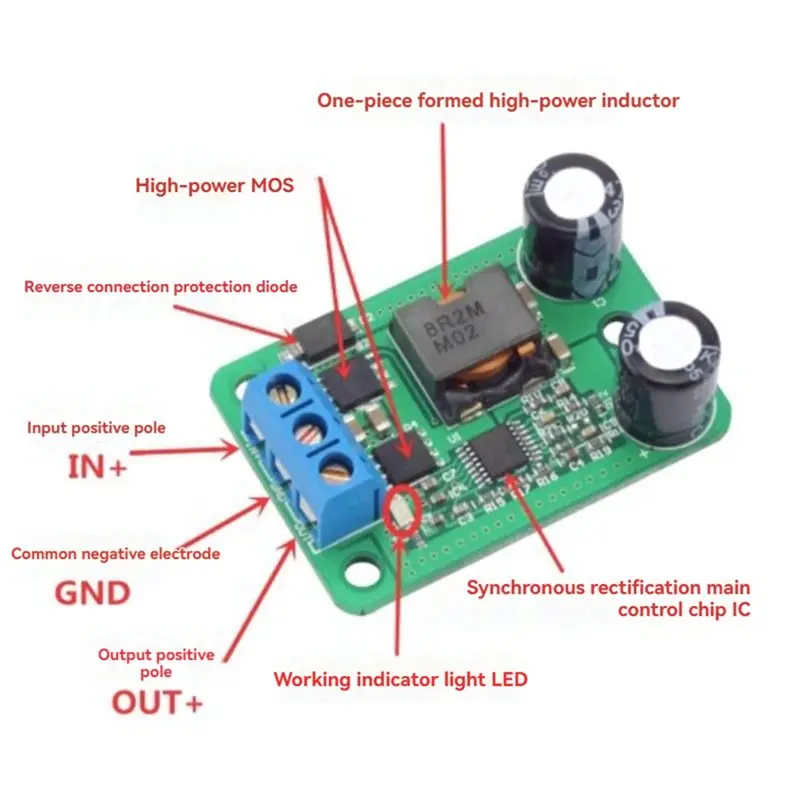 A13E-Power Converter DC-DC Step-Down Module 5PCS 24V/12V To 5V/5A 25W Synchronous Rectification Power Supply Module