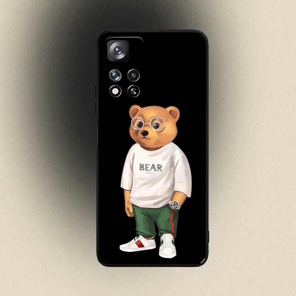 جراب هاتف Filou Bear لسامسونج غالاكسي ، غطاء أسود ناعم ، أزياء B-Baron ، A20 ، A21s ، A22 ، A31 ، A32 ، A52 ، A53 ، A72 ، 73 ، A80 ، A91