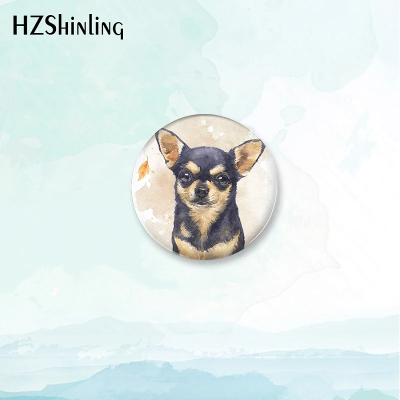 2023 New Chihuahua Badge Brooch Cute Dog Pin Backpack Decoration Pins Round Jewelry Women Gift