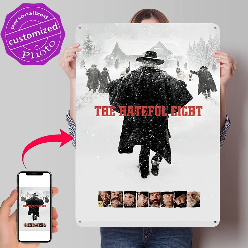 The Hateful Eight Movie 3D Printed Texture Poster Personalized Wall Art Retro Metal Tin Signs for Decor Living Room Wand Deko