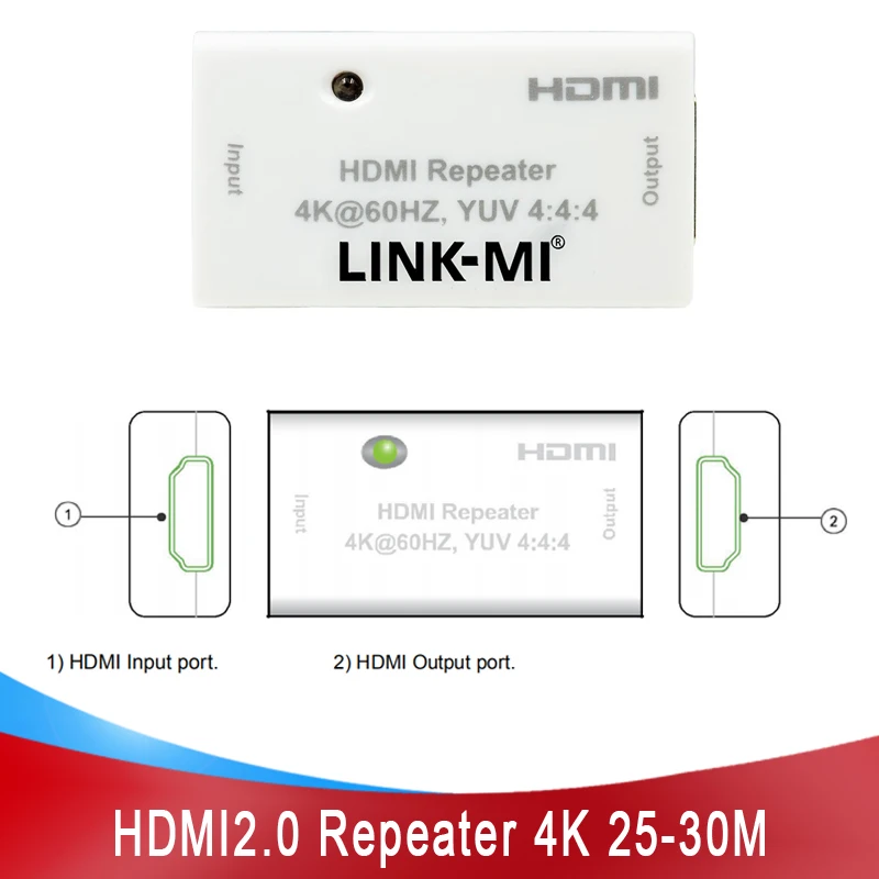 HDMI Repeater 30m 4K HDMI2.0 compact size support 3D CEC HDCP 2.2/1.4 Compliant Video Repeater