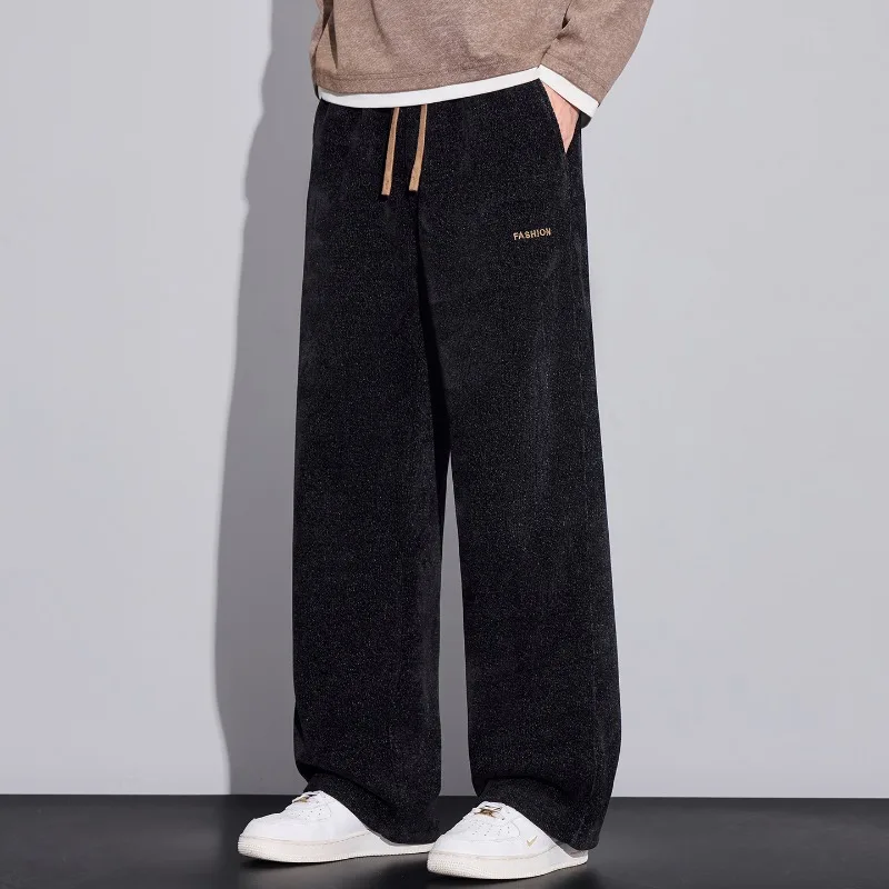 Autumn Winter New Knitted OE Cotton Velvet Mens Warm Casual Straight Leg Pants Three Colors Available