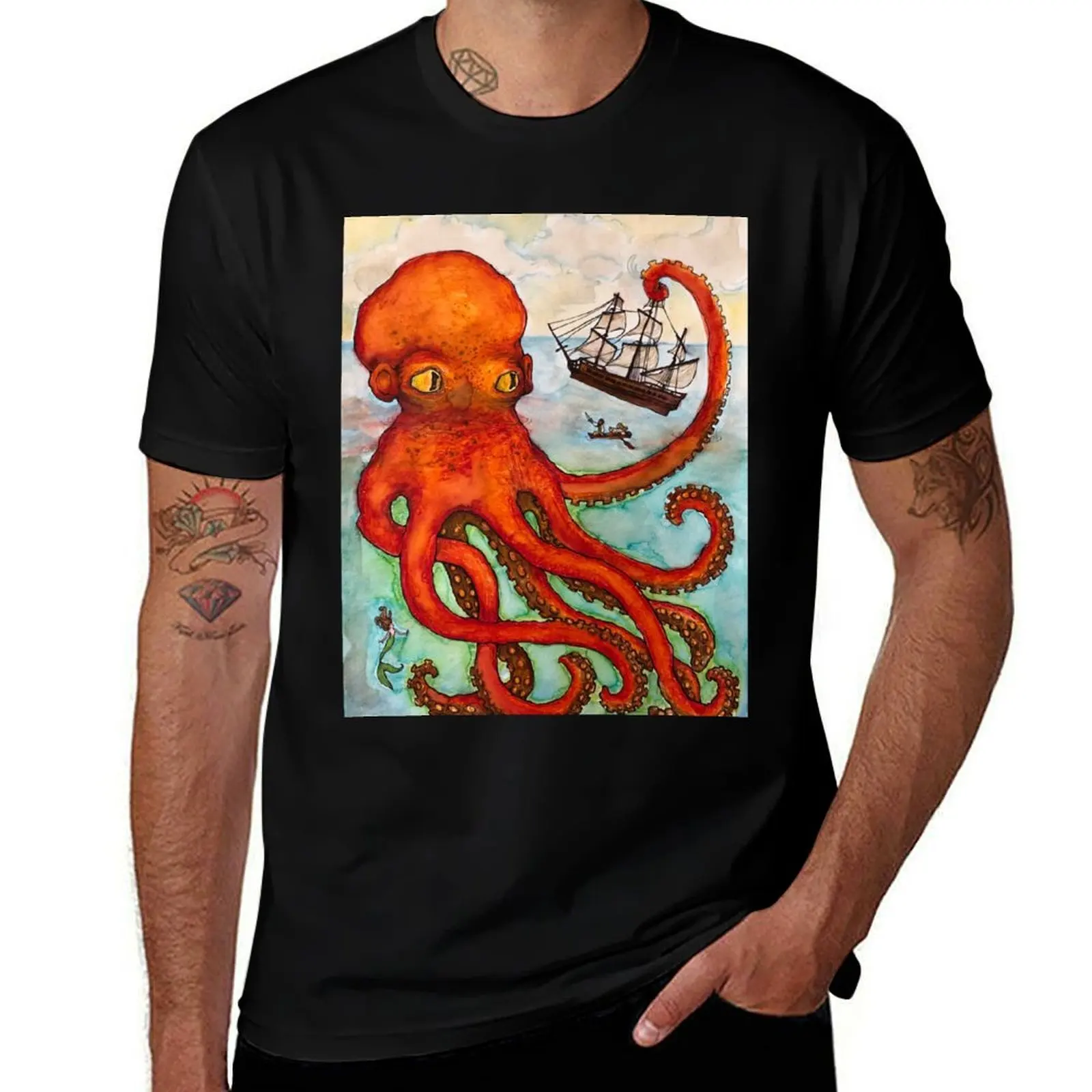 Attack of the Kraken T-Shirt Big and Tall Casual T-Shirt