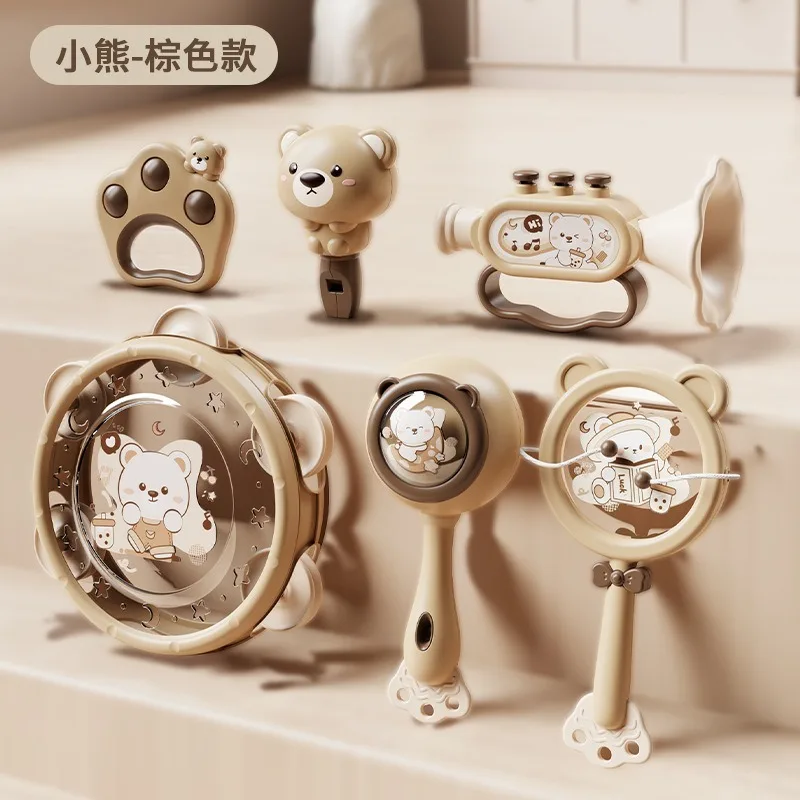 Brinquedo infantil, instrumento de percussão de mão, sino de bebê, conjunto educacional de aprendizagem precoce para bebês e crianças de 0 a 3 anos