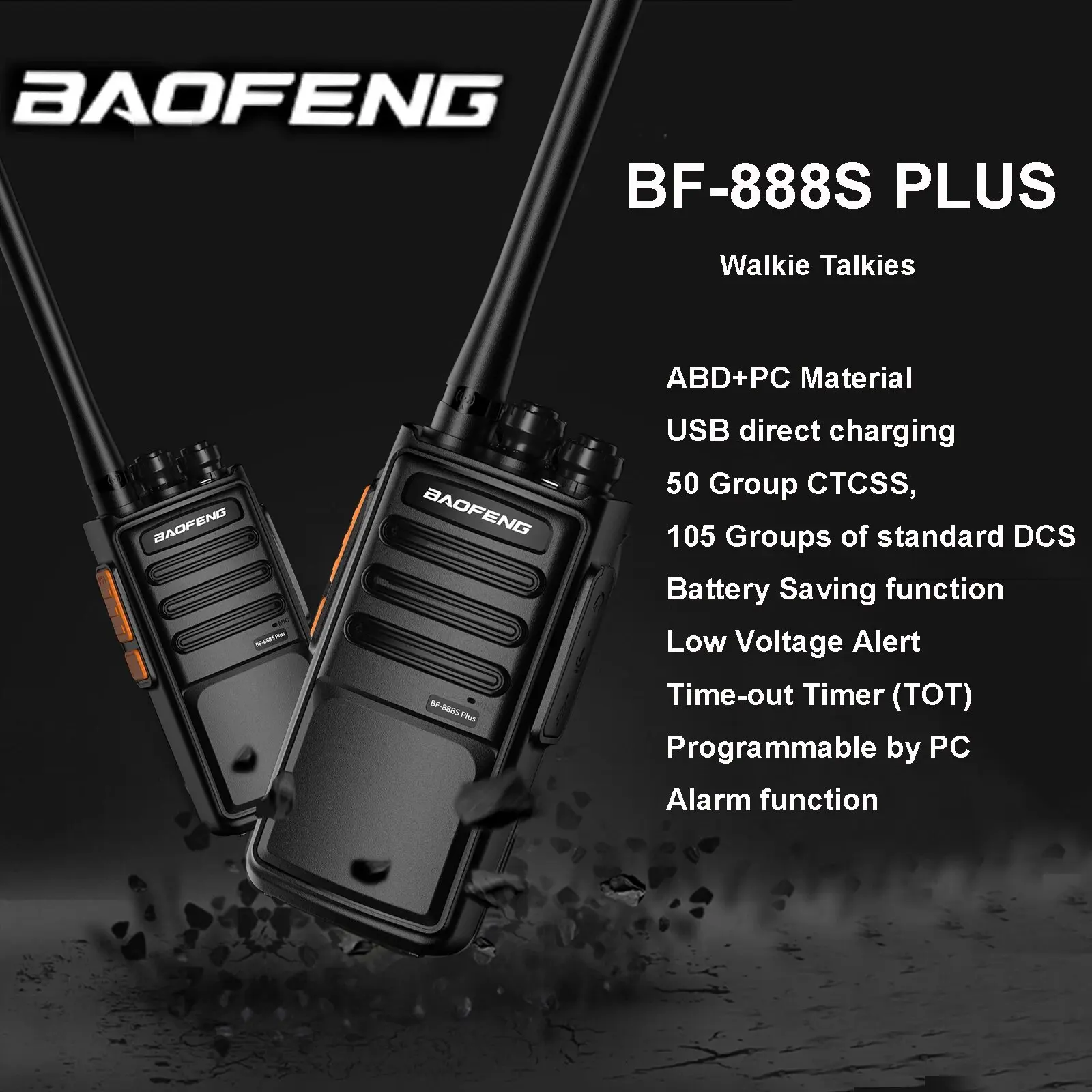 2 Stuks Baofeng BF-888S PLUS Two way Radio BF 888s USB charging  UHF 400-470MHz 16CH Lange afstand Handheld Walkie Talkie