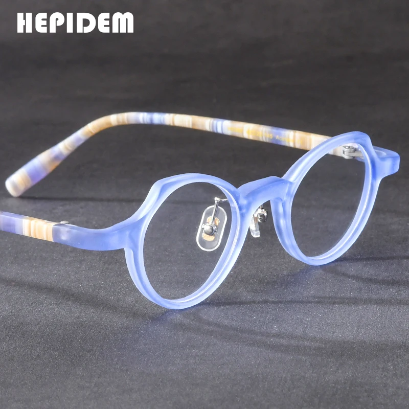 hepidem-アセテートメガネフレーム男性有名なブランドデザインレトロキャットアイ女性オタク眼鏡眼鏡小さなヴィンテージ眼鏡-9280