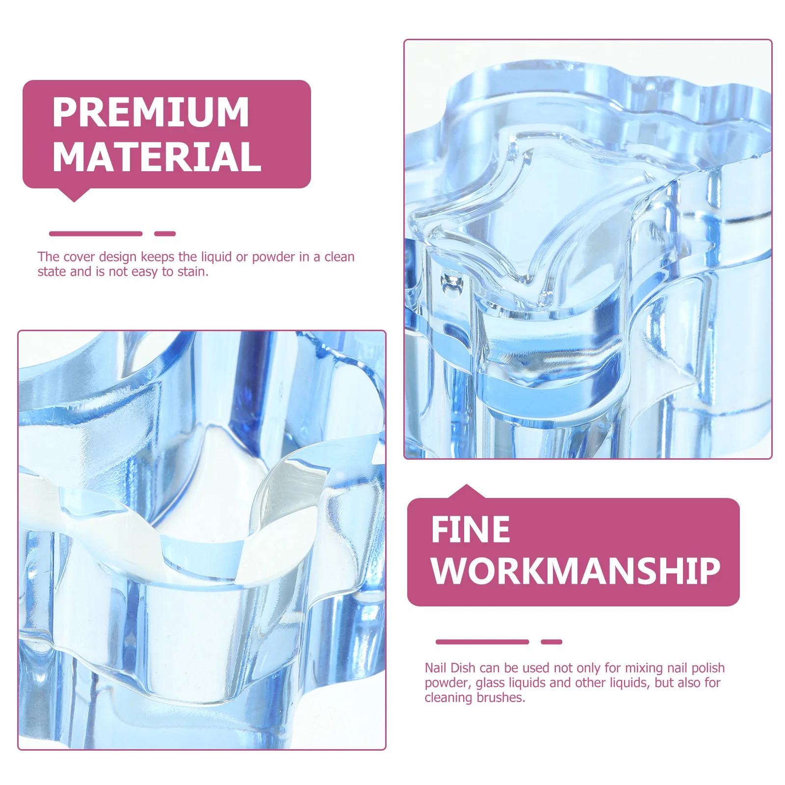 クリスタルガラス製小型ネイルディッシュカップ蓋付きネイルアートリキッドパウダーホルダーサロンアクリルツールアクリルネイル用ガラス皿