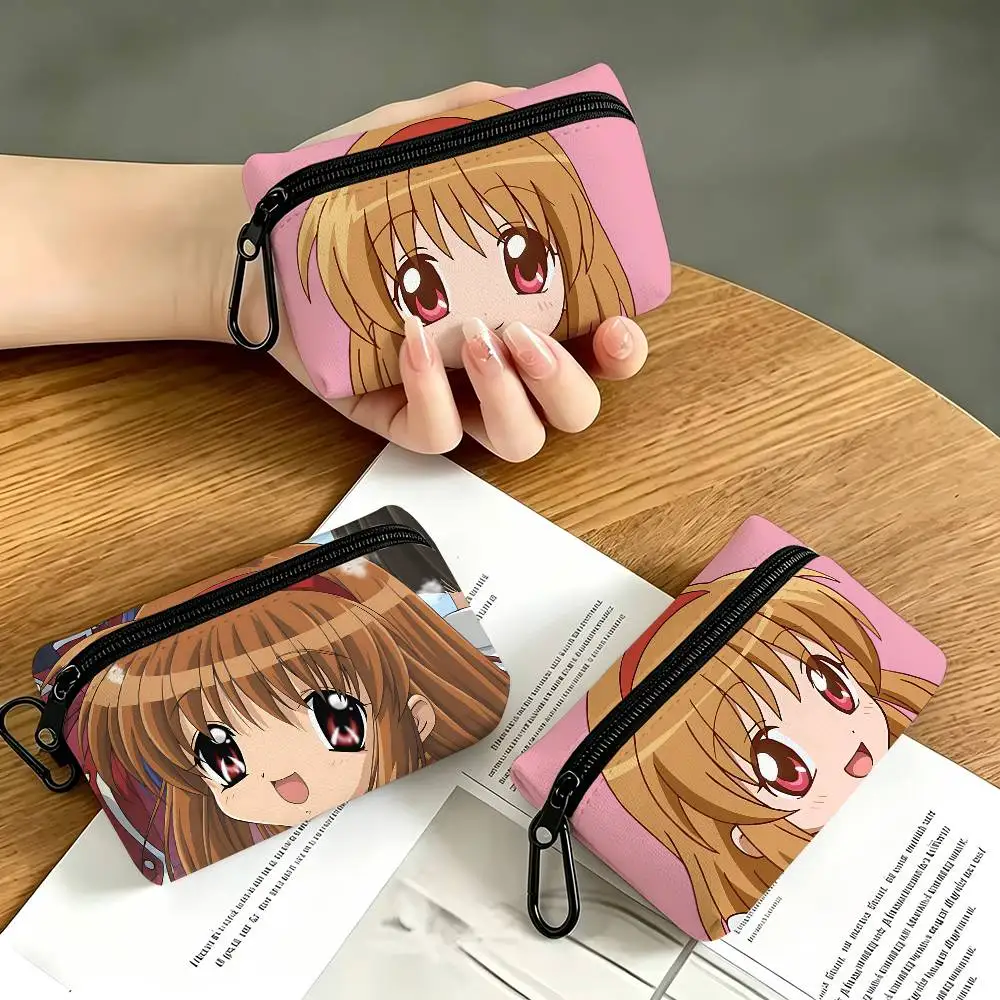 1pc Ayu Tsukimiya Anime Characters Coin Purse With Carabiner Hook Portable Key Card Wallet Small Zipper Storage Pouch