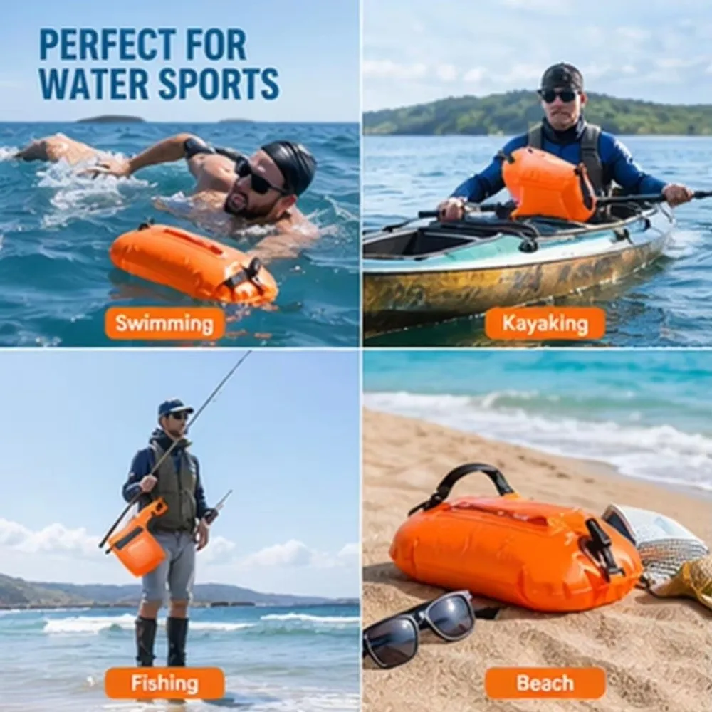 Waterproof Swim Buoy Safety Float Design Buoyancy Float Safety Float Touchscreen Phone Storage Waterproof Dry Bag