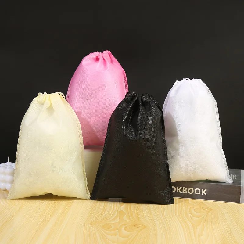 50pcs/lot 16x20, 20x28, 25x36, 35x45cm Non-Woven Fabric Drawstring Bags Shopping Gifts Pouches (Extra Cost for Customised Logo)