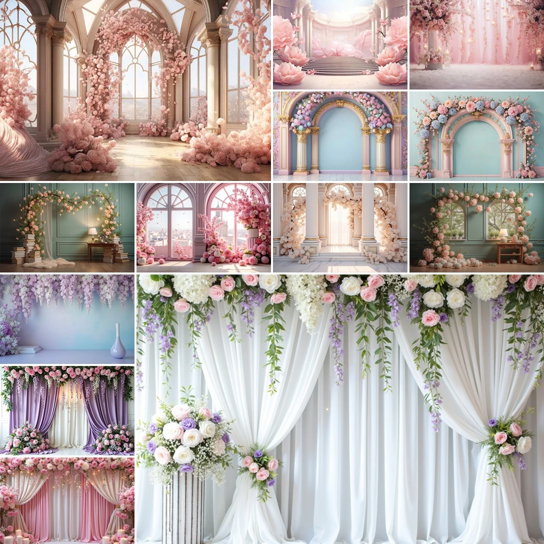 

MOON.QG Flower Backdrop For Photography Interior Room Bridal Wedding Shower Background Living Room Video Modern Home Boudoir