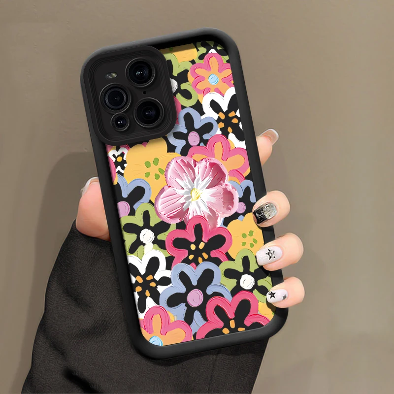 Casing Ponsel Pola Bunga Mewah untuk OPPO Find X8 X5 Pro X3 Lite F21 F17 Pro 5G F9 F19 Pro Plus Sampul TPU Matte Silikon Lembut