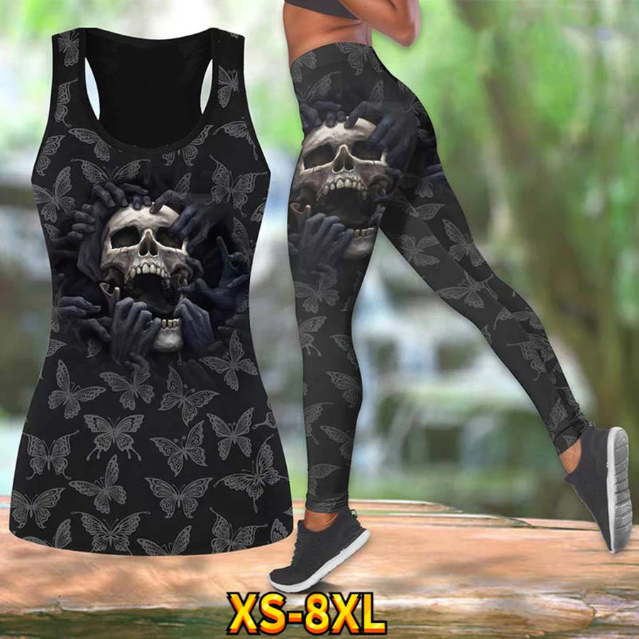 Camiseta sin mangas con estampado elegante para mujer, pantalones de Yoga sexys para correr y gimnasio, traje transpirable de secado rápido, XS-8XL