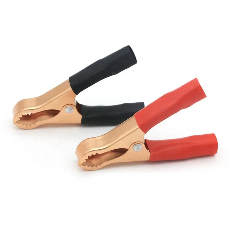 2Pcs 50A Rouge + Noir 75mm Crocodile Car Caravan Van Battery Test Lead Clips Best Promotion Alligator Clips Connector Plug Power