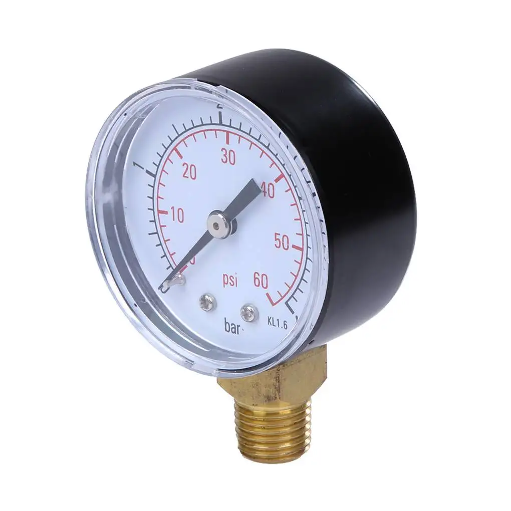 Imagem -05 - Water Pressure Meter Thread Mount Manômetro de Óleo Compressor de ar Manômetro Tester Bspt 04bar 060psi 50 Milímetros