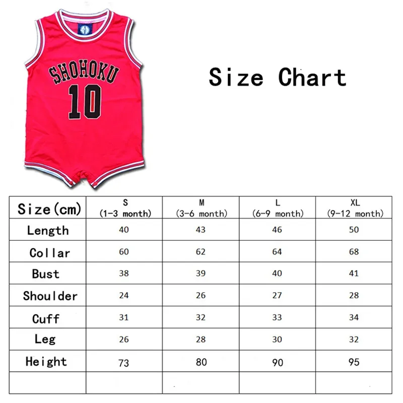 Baby bodysuit slam dunk Shohoku Sakura AGI 10 # basketball jersey Anime Kids Cosplay Costume child jumpsuit climbing suit