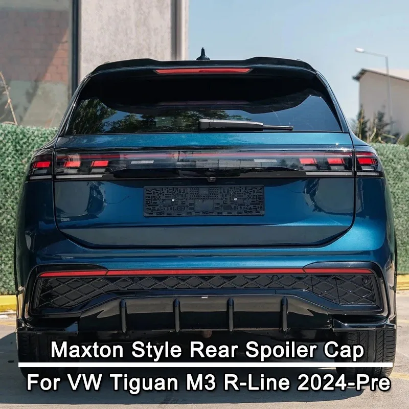 غطاء سبويلر خلفي على طراز MAXTON لسيارة Volkswagen Tiguan R-Line MK3 2024-Pre Car Rear Trunk Roof Lip Spoiler Wing Bodykit Tuning