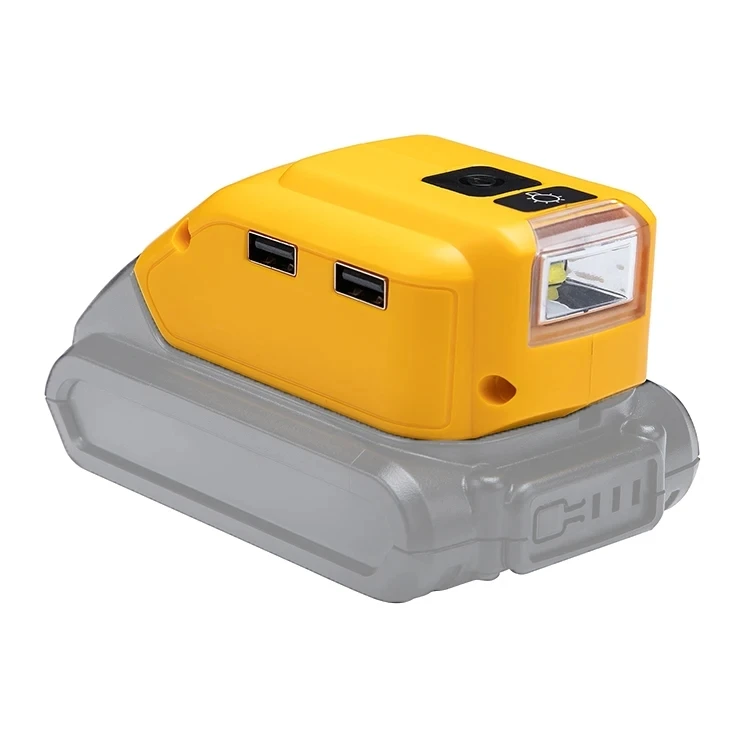 

for Dewalt 14.4V 18V 20V Li-ion Battery Adapter with Dual USB Port 3W Led Light DCB090 Converter Power Tool