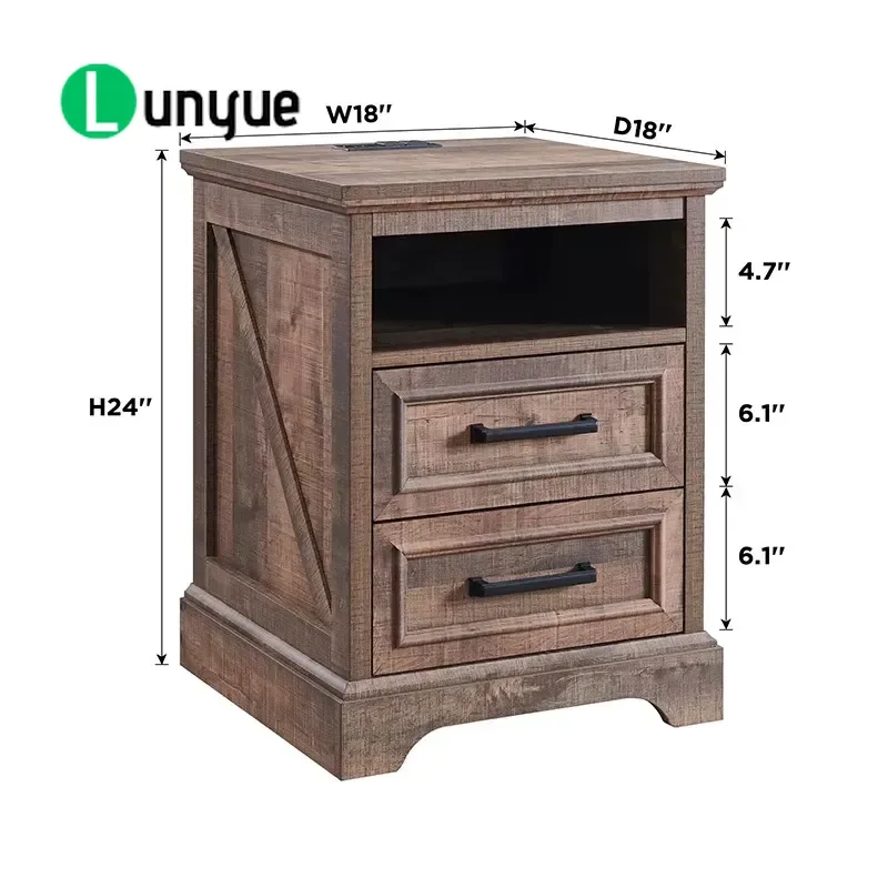 Modern American Luxury MDF Bedside Table Light Simple Bedroom Nightstand Multi-functional Storage Locker for Home Decor