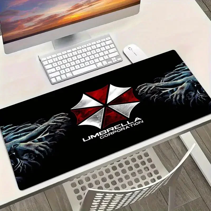 Hd impressão pintado jogo residente mal guarda-chuva mouse pad impermeável borracha de grandes dimensões antiderrapante teclado almofada borda bloqueada