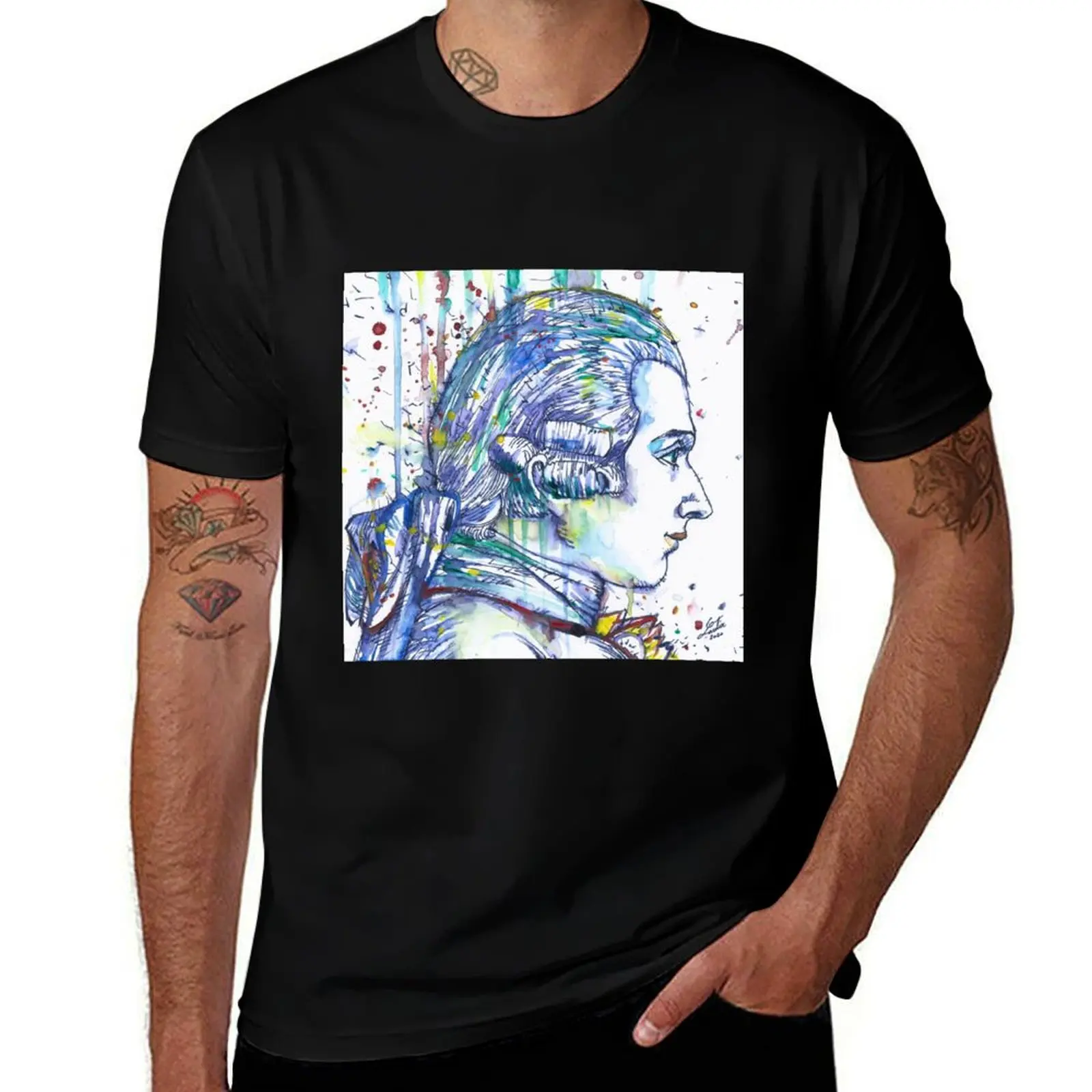 

MARQUIS DE SADE watercolor and ink portrait T-Shirt cotton graphic tees sublime summer tops oversized t shirts for men