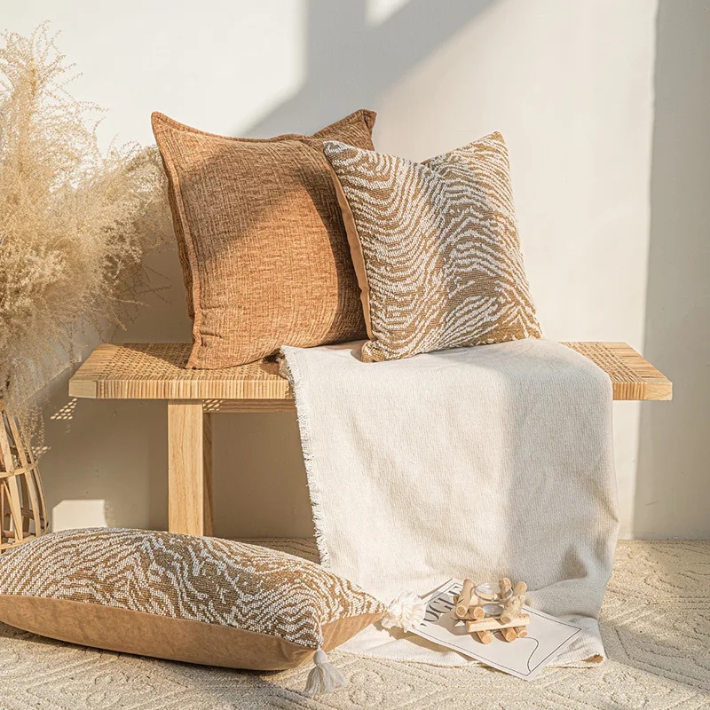 

Декоративная наволочка для подушки 30x50/45x45/50x50 см, коричневая, с принтом, для дома и отеля, декоративная наволочка для поясничной подушки