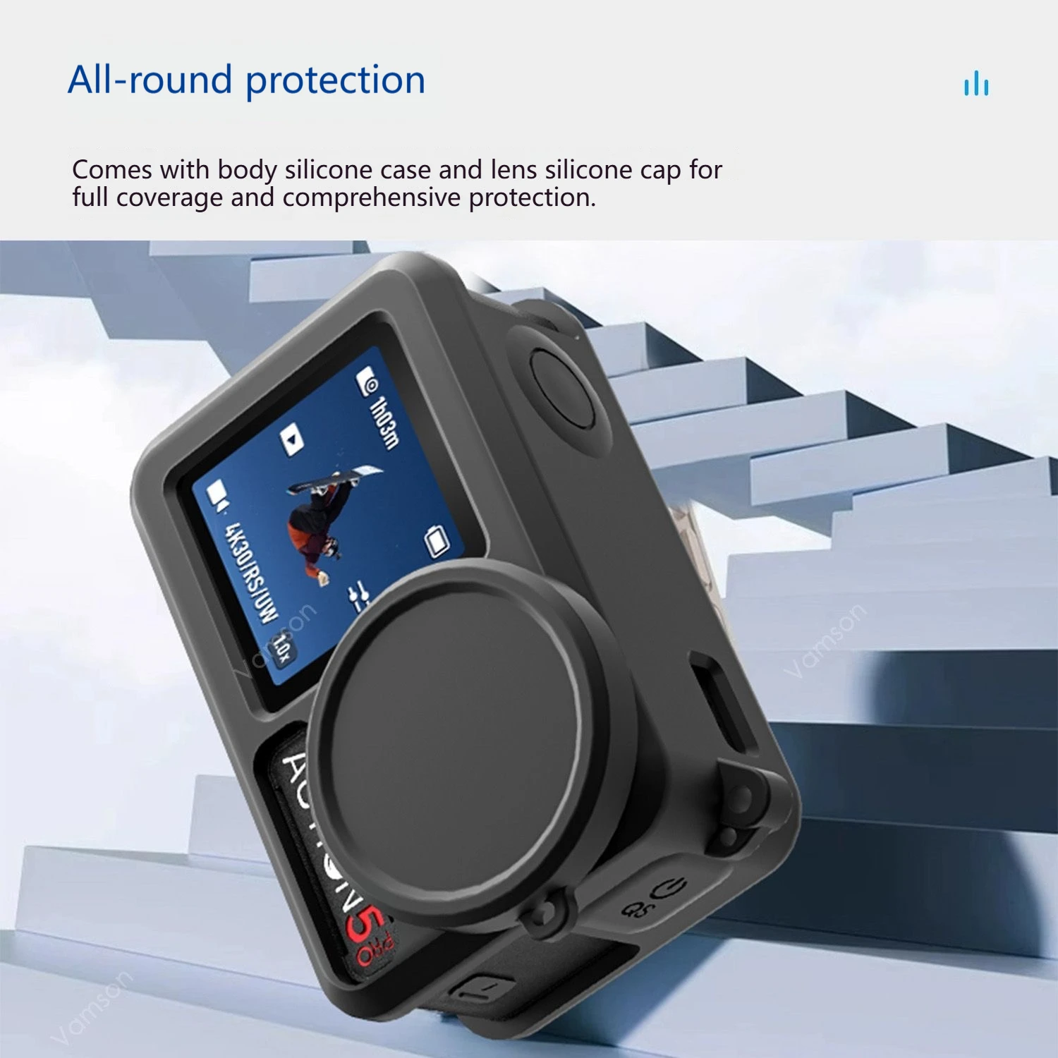 

Silicone Protective Case Lens Cap For DJI Action 5 Pro/Action 4/3 Anti-Lost Lanyard Full Protector Cover Camera Accessories
