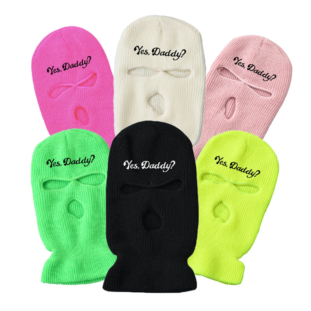 Warm Headgear in Winter 3 Holes Ski Cold-proof Hat Riding Full Face Mask Balaclava Hat Tactical Sports Knit Bonnet Balaclava Hat