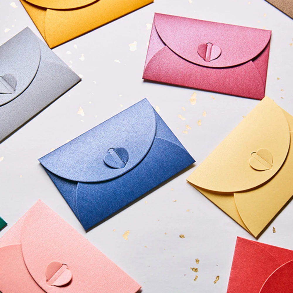 Small Pearl Paper Love Envelopes Gilt Envelope Wedding Invitation Color Envelope