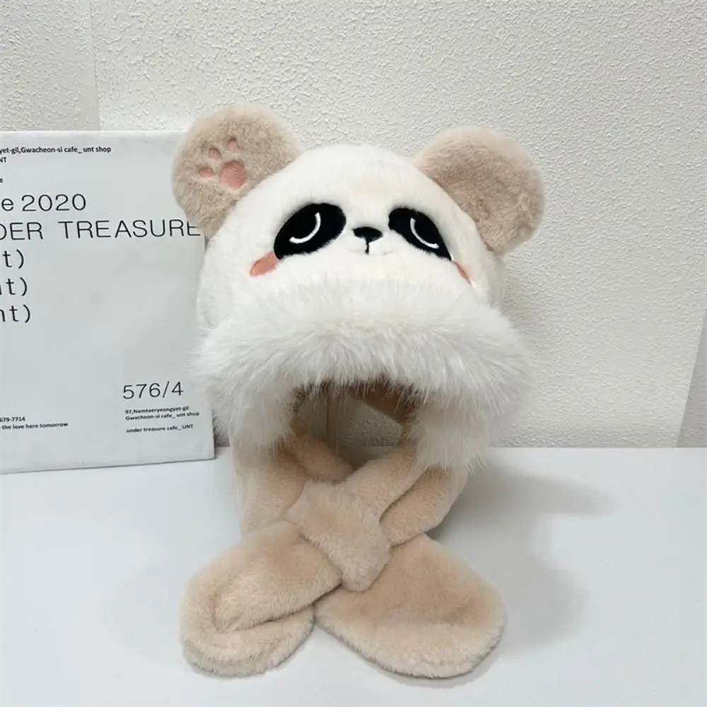 厚くて暖かいパンダの帽子,一体型の帽子,スプライス,白,大きな頭囲,ファッション,冬