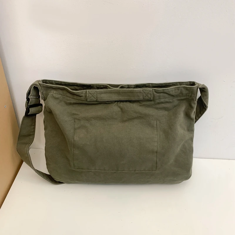 Large Capacity Canvas Shoulder Bags Simple Solid Cloth Crossbody Bags Korea Style 100% Cotton Satchels Preppy Casual Packages
