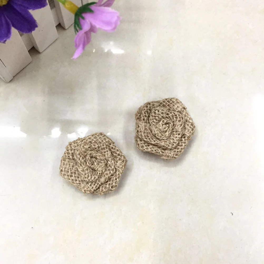 

12Pcs Burlap Rose Flowers Handmade Rustic Wedding Decor Vintage Party Craft Floral DIY Bouquet Supplies Burlap Flowers
