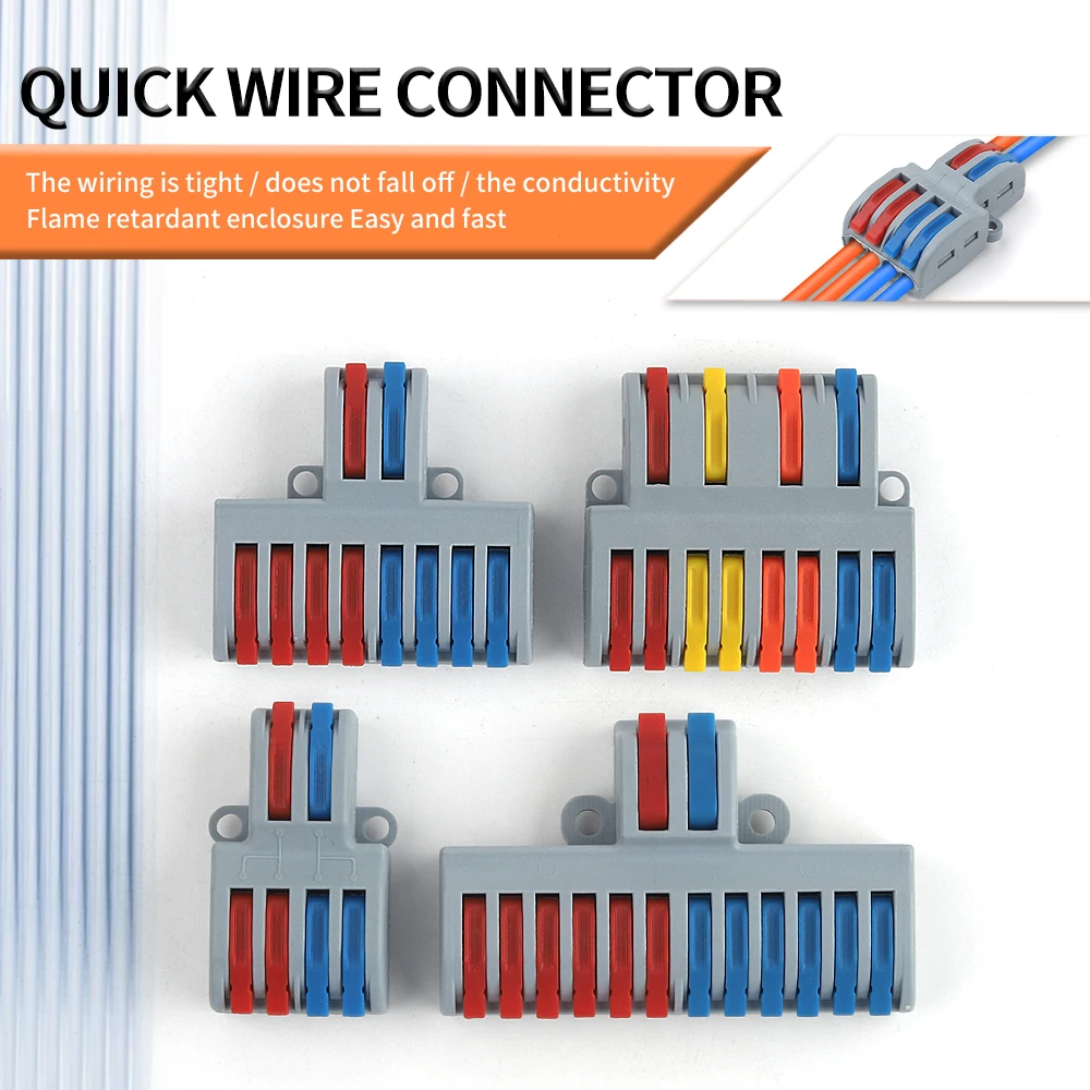 5PCS Quick Lever Electrical Connector Compact Conductor Wiring Terminal Block Universal Push-in Wire Connectors Cable Splitter