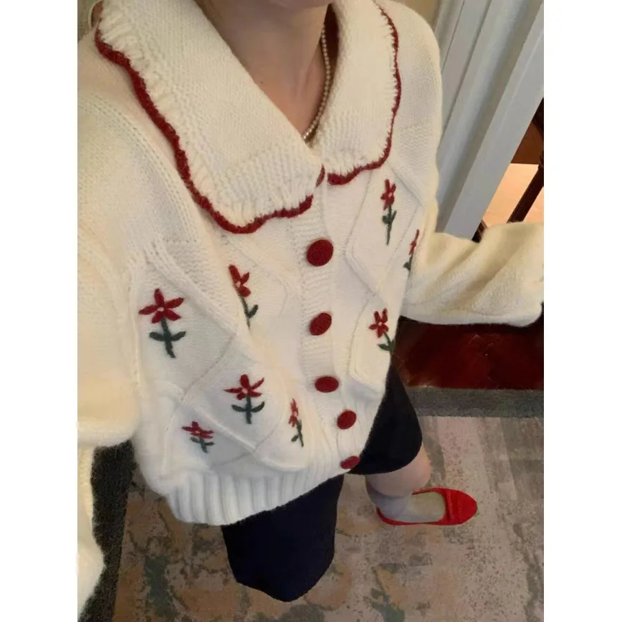 Zoete bloemen gebreide vest trui dames zwaargewicht Thi warme lente herfst winter Faion Koreaanse Sle regular fit top