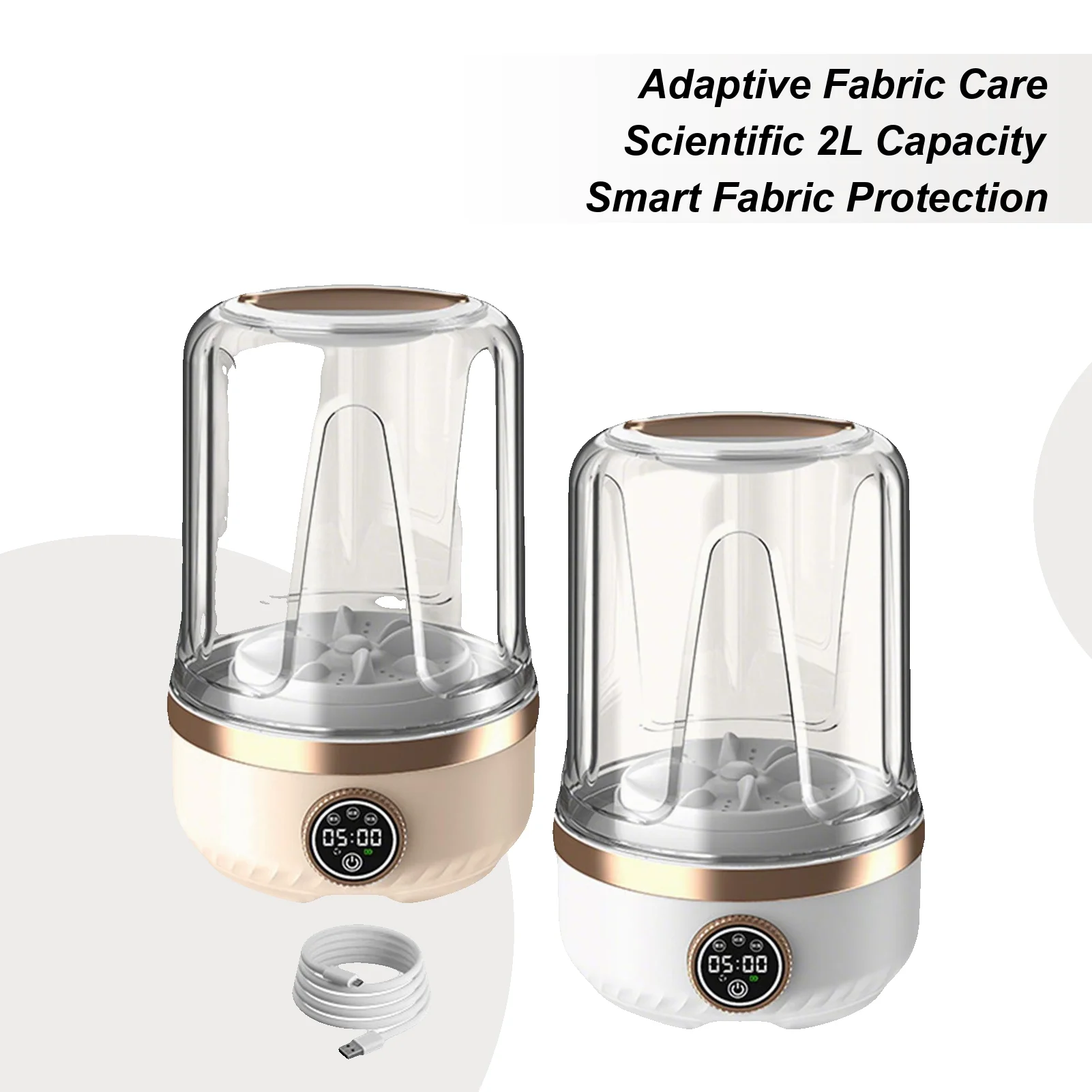 

Small Washing Machine 3 Gear Rechargeable Clothing Washer 2L Rechargeable Panty Washing Machine for Apartment Camping Travel