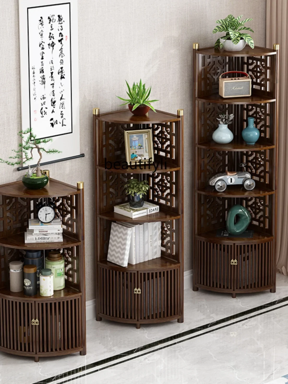 Corner Cabinet Corner Bookcase Tea Cabinet   Cabinet Kitchen Triangle Multi-Functional Storage Rack   Storage