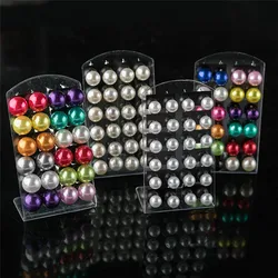 12Pairs Colorful White Imitation Pearl Stud Earrings For Women Ear Jewelry Round Ball Earring 4 6 8 10 12mm