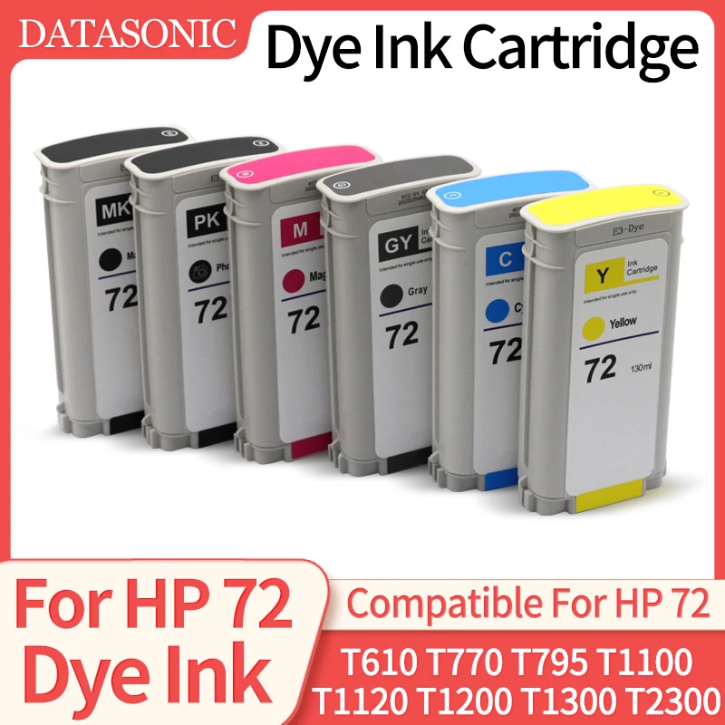 

HP72 72 hp72 Compatible Ink Cartridges Dye ink For Designjet T610 T770 T795 T1100 T1120 T1200 T1300 T2300 plotter ink cartridge