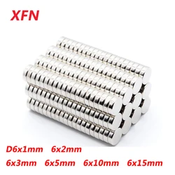 강력한 원형 자석 NdFeB 소형 디스크 희토류 네오디뮴 자석, 6x1mm, 6x2mm, 6x3mm, 6x5mm, 6x10, 10 개, 20 개, 50 개