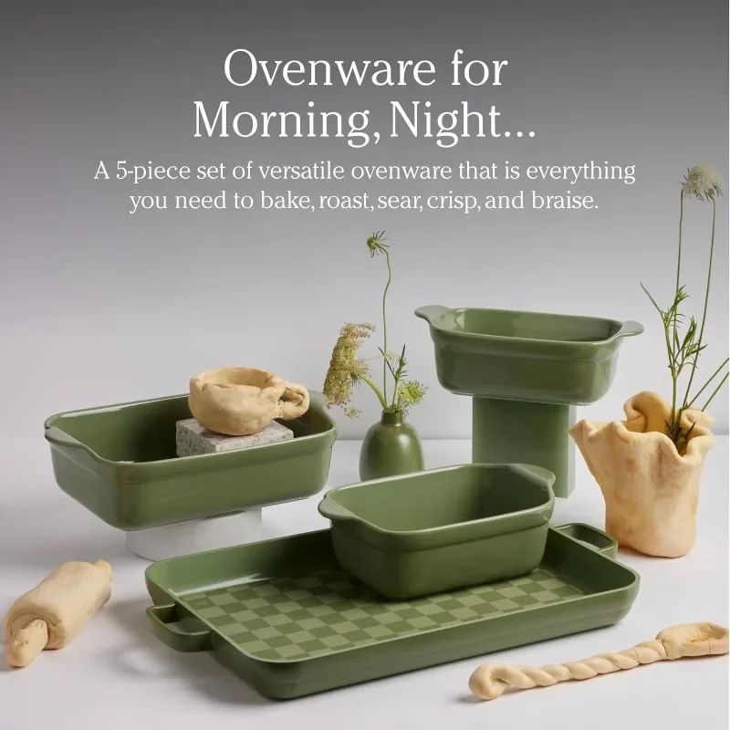 Our Place Ovenware Set | 5-Piece Nonstick, Toxin-Free, Ceramic, Stoneware Set with Oven Pan, Bakers, & Oven Mat | Nesting Design