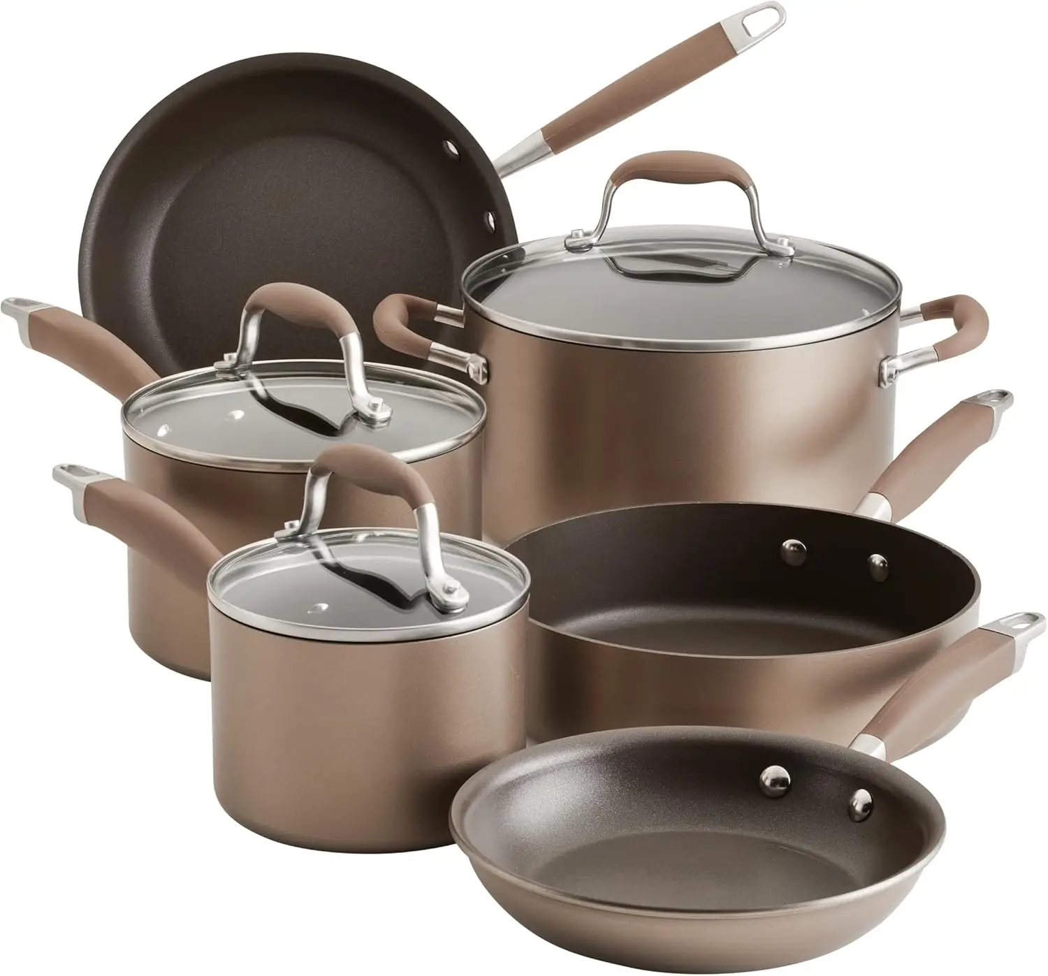 

Hard Anodized Nonstick Cookware/Pots and Pans Set, 9 Piece - Bronze